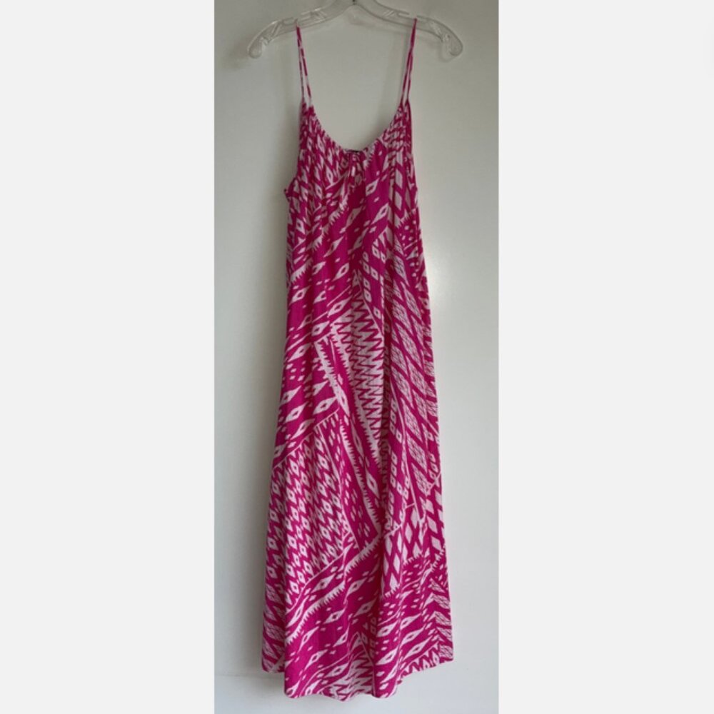 NATORI Chibana Breezy Gauze Getaway Dress Size Large Magenta Sleeveless
